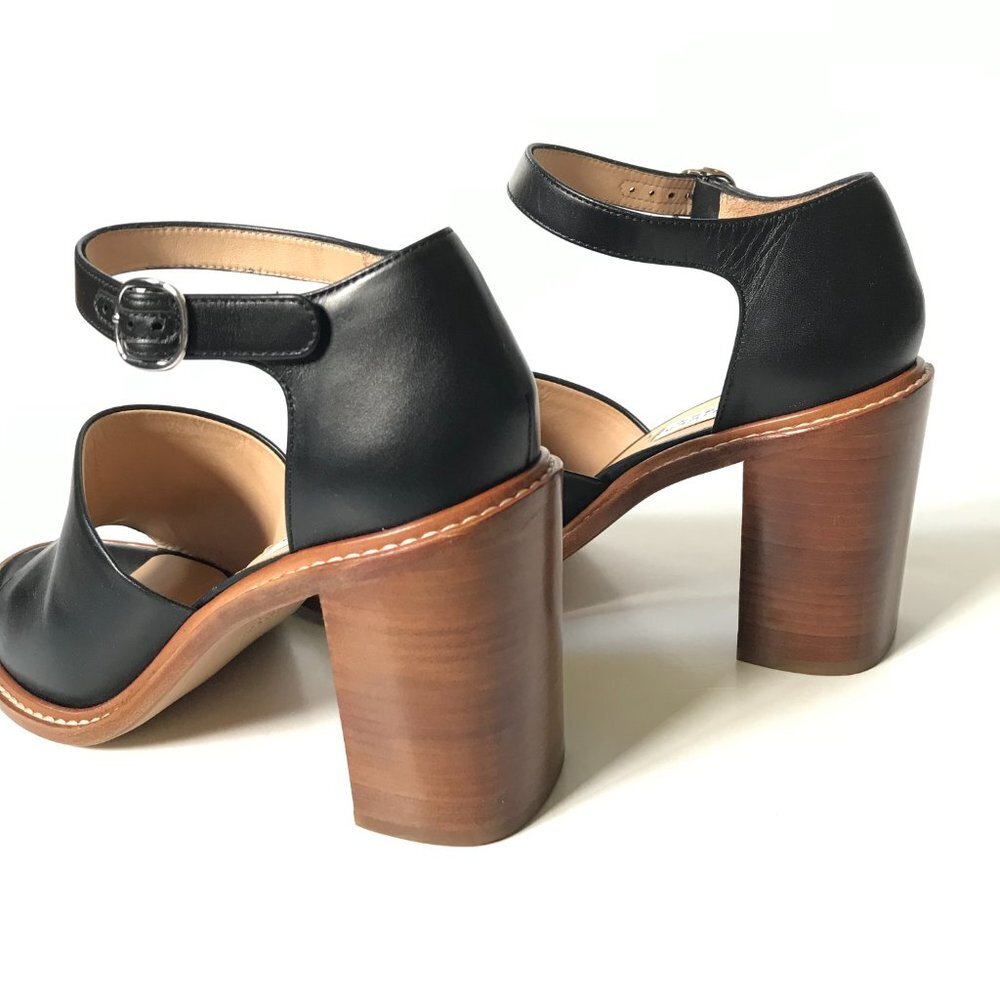 Gabriela Hearst Beau Sandals Shoes Womens 41.5 Black Leather Block Heel Buckle - Picture 8 of 14